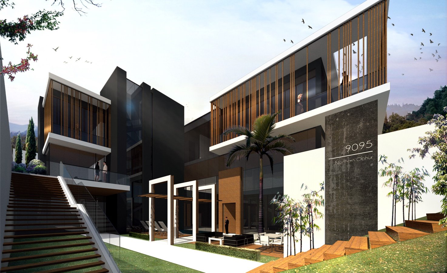 Explore Creek View House designed by Retaj Engineering Consulting with a striking facade industrial modern style design for enhanced privacy and coziness